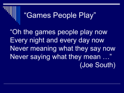 Games Sinners Play - Crestwood church of Christ