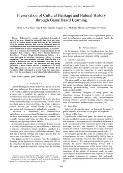 Preservation of Cultural Heritage and Natural History through Game