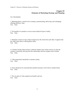 Chapter 02 Elements of Marketing Strategy and Planning