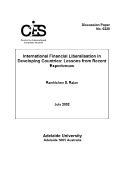 Adelaide University International Financial Liberalisation in