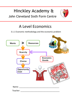 A market economy - Hinckley Academy and John Cleveland Sixth