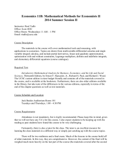 Economics 11B: Mathematical Methods for Economists II 2014