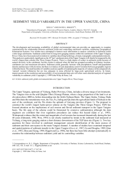SEDIMENT YIELD VARIABILITY IN THE UPPER YANGTZE, CHINA