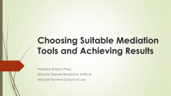 Choosing Suitable Mediation Tools and Achieving Results
