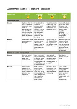 Assessment Rubric – Teacher`s Reference