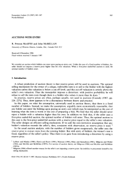 AUCTIONS WITH ENTRY R. Preston McAFEE and John McMILLAN