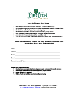 Rates Are Per Player ~ Valid For Play January