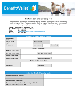 HSA Quick Start Employer Setup Form Please complete all