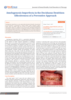 Amelogenesis Imperfecta in the Deciduous Dentition: Effectiveness