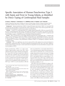 Specific Association of Human Parechovirus Type 3 with Sepsis and