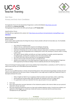 Next Steps &ndash; Primary and Early Years Candidates