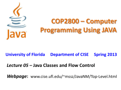 COP2800 * Computer Programming Using JAVA