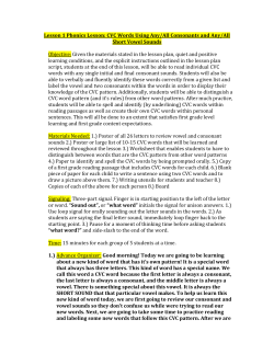 Lesson 1 Phonics Lesson: CVC Words Using Any/All Consonants