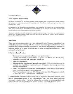 2016 U11 Field Lacrosse Team Document Team Vision/Mission