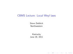 CBMS Lecture: Local Weyl laws