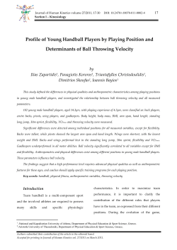 Profile of Young Handball Players by Playing Position