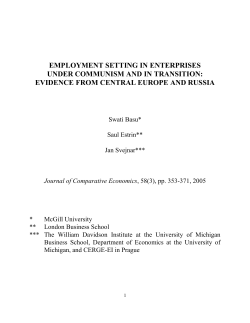 Svejnar, Basu, Estrin. 2005. EMPLOYMENT SETTING IN - cerge-ei