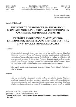 the subject of rigorous mathematical economic modeling: critical
