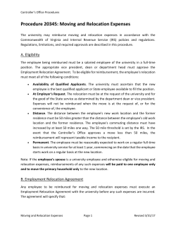 Procedure 20345: Moving and Relocation