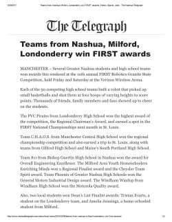 Teams from Nashua, Milford, Londonderry win FIRST awards