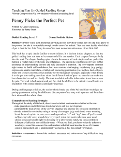 Penny Picks the Perfect Pet GUIDED READING LESSON PLAN