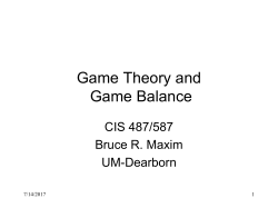 Game Theory and Game Balance
