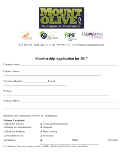 Membership Application for 2017 - Mount Olive Area Chamber of
