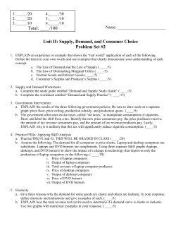 Unit II: Supply, Demand, and Consumer Choice Problem Set #2 Total