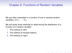 Chapter 6: Functions of Random Variables