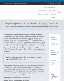 Psychological and Social Benefits of Playing True Sport
