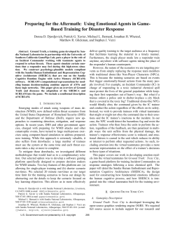 Preparing for the Aftermath: Using Emotional Agents in Game