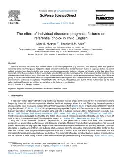 The effect of individual discourse-pragmatic features on referential