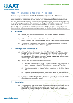 Non-Price Dispute Resolution Process