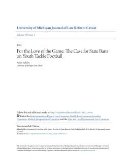 For the Love of the Game: The Case for State Bans on Youth Tackle
