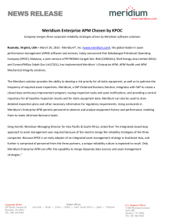 Meridium Enterprise APM Chosen by KPOC