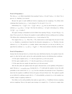 1 Proof of Proposition 1 The value &rho;d = &tau; follows immediately from