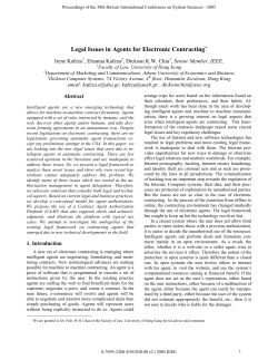 Legal Issues in Agents for Electronic Contracting