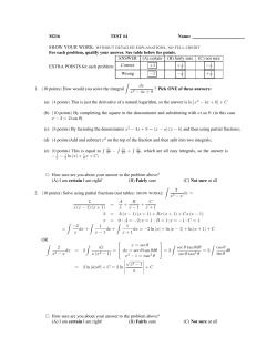 M216 TEST #4 Name: SHOW YOUR WORK: For each problem