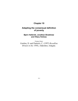 Chapter 10 Adapting the consensual definition of poverty Gordon, D
