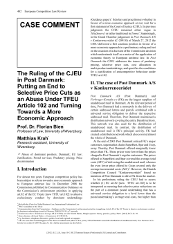 CASE COMMENT The Ruling of the CJEU in Post Danmark