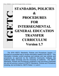 IGETC Standards, Version 1.7 - The Intersegmental Committee of