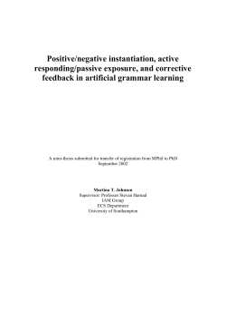 3 Artificial Grammar Learning - Electronics and Computer Science