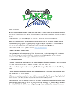 GAME STRUCTURE No team or player will be allowed to play more