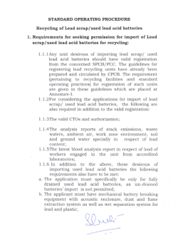 Standard Operating Procedure for recycling of Lead Scrap/used