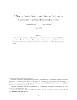 A Note on Budget Balance under Interim Participation Constraints