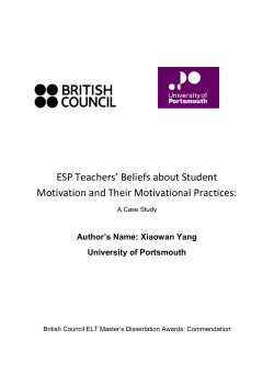 ESP teachers` beliefs about student motivation and their motivational