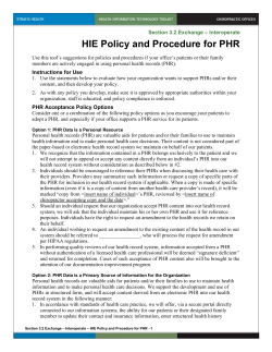 3.1 HIE Policy and Procedure for PHR