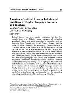 A review of critical literacy beliefs and practices