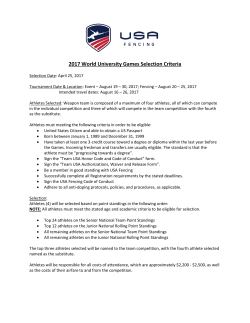 2017 World University Games Selection Criteria