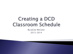 Creating a DCD Classroom Schedule